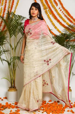 Ruar India Zaynab Tissue Embroidered Saree Set