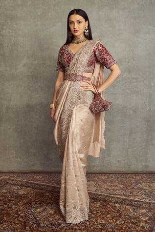 JAYANTI REDDY Silk Saree With Embroidered Blouse