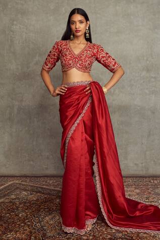 JAYANTI REDDY Silk Saree With Embroidered Blouse