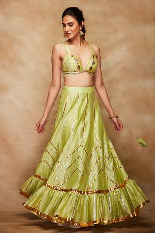 Gulabo by Abu Sandeep Chanderi Silk Ruffle Skirt