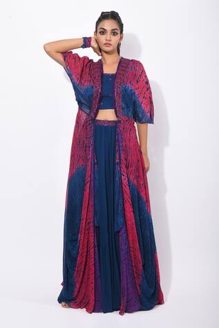K.Anshika Shibori Jacket Sharara Set