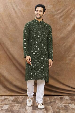Aham-Vayam Mirror Embroidered Kurta Set