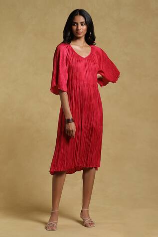 Ritu Kumar Flared Sleeve Crinkled Dress