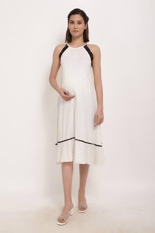 Ranng Label Polka Dot Halter Neck Dress