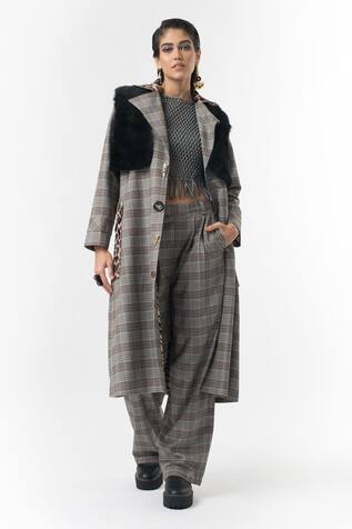 Rara Avis Checkered Overcoat With Trousers