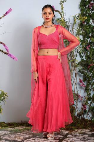 Julie by Julie Shah Organza Cape & Pant Set