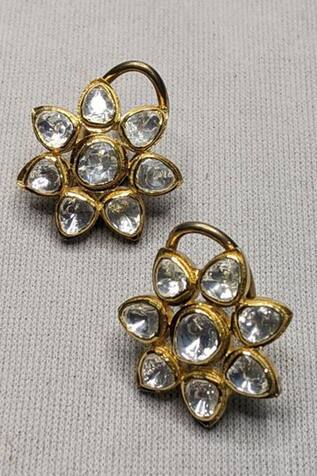 Vinanti Manji Designer Jewellery Floral Stone Studded Earrings