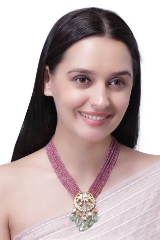Vinanti Manji Designer Jewellery Lotus Pendant Long Necklace