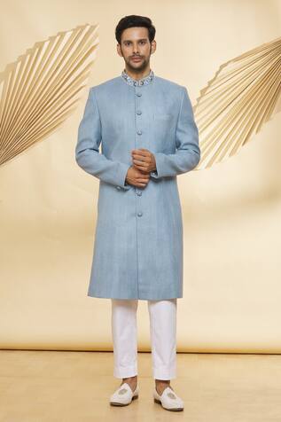 Nero by Shaifali and Satya Textured Sherwani Set