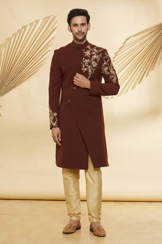 Nero by Shaifali and Satya Embroidered Sherwani Set