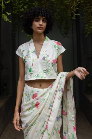 Uri by Mrunalini Rao Organic Cotton Floral Pattern Blouse