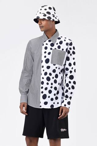 Genes Lecoanet Hemant Stripe & Polka Dot Print Shirt