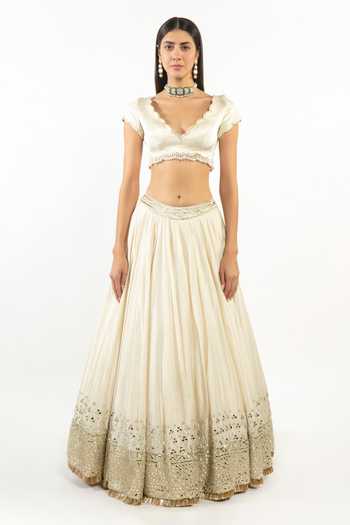 Ash Noor Chanderi Printed Lehenga Set