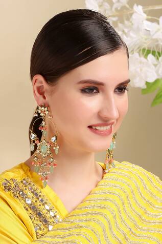 Auraa Trends Kundan Embellished Long Earrings