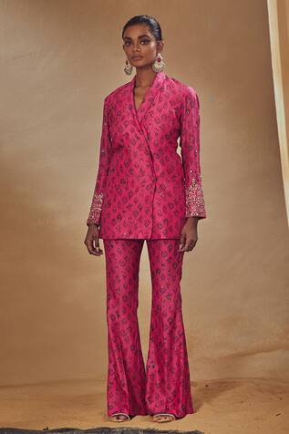 Drishti & Zahabia Floral Print Jacket Style Tunic & Pant Set