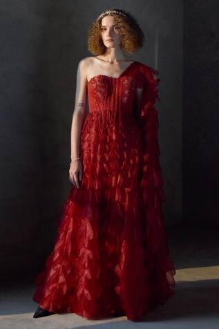 Geisha Designs Reine Ruffle Saree Gown