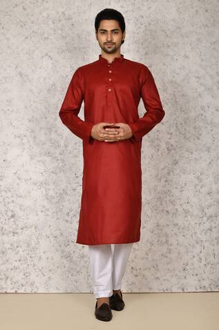 Khwaab by Sanjana Lakhani Cotton Mandarin Collar Kurta Set