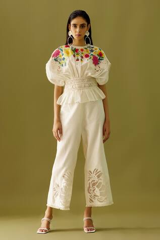 Chandrima Chanderi Floral Applique Top