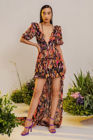 The Iaso Floral Pattern Asymmetric Dress