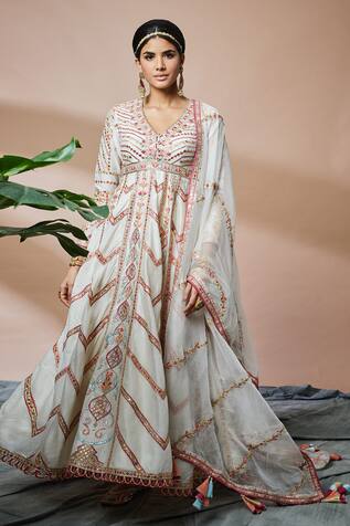 Tamanna Punjabi Kapoor Chevron Embroidered Anarkali With Dupatta
