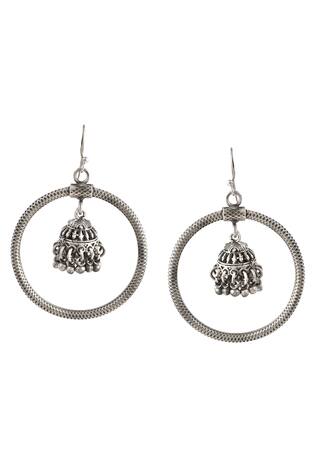 Palace of Silver Oxidized Jhumki Hoops