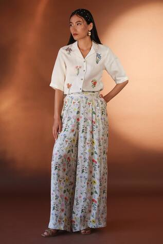 Pozruh by Aiman Luna Floral Print Flared Pant