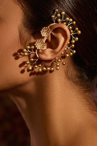 Tarun Tahiliani - Accessories Floral Bead Ear Cuffs