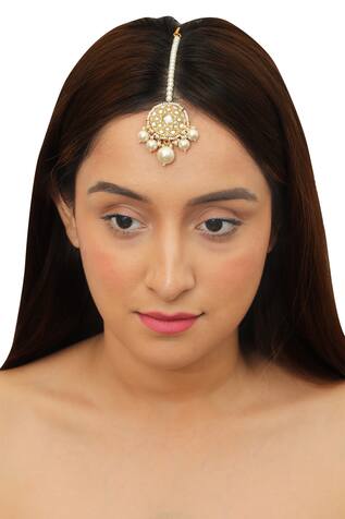 Bridal Maangtikka Elegant Maang Tikka Simple maangtikka tikka headpiece Pearl Maang tika Kundan maangtika Imitation kundan tikka