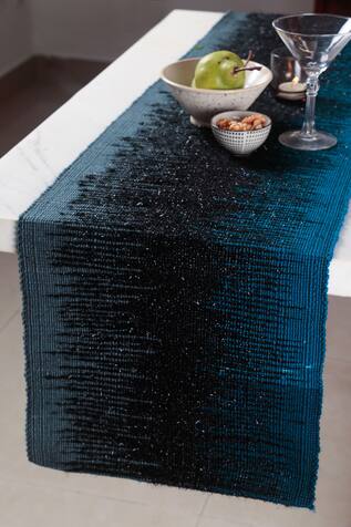 The Kargha Story Ocean Stone Abstract Woven Table Runner 