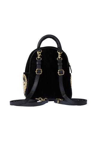 Lovetobag Black bagpack with zardozi