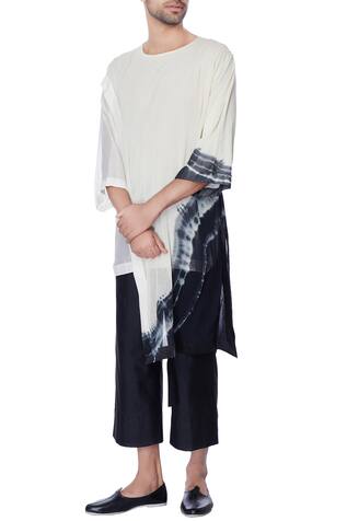 Bloni White & black tie & dye short sleeve kurta
