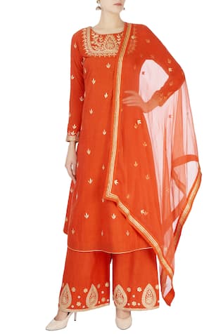 Surendri Burnt orange kurta & flared pants