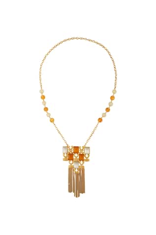 Masaya Jewellery Yellow & gold kundan necklace