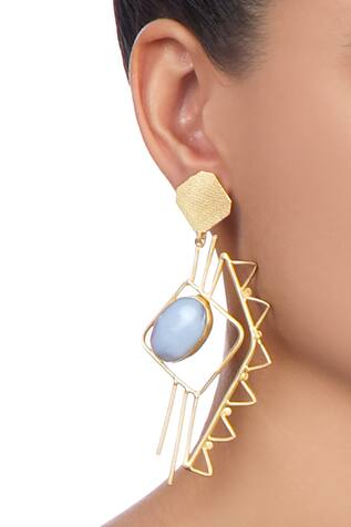 Masaya Jewellery Gold plated earrings with blue stonework 