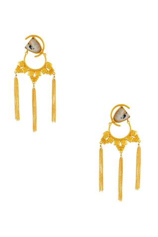 Masaya Jewellery Gold tassel long earrings 