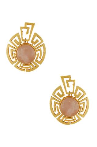Masaya Jewellery Gold plated earrings with peach stones