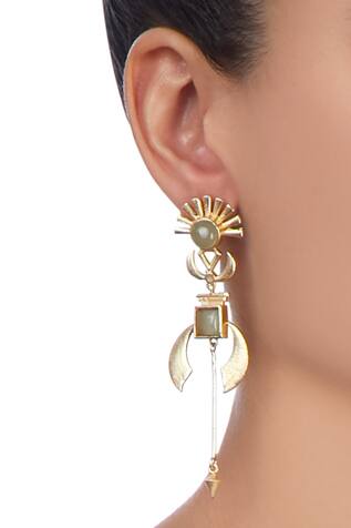 Masaya Jewellery Gold plated statement long earrings 