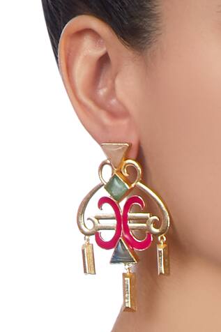 Masaya Jewellery Gold plated statement earrings 