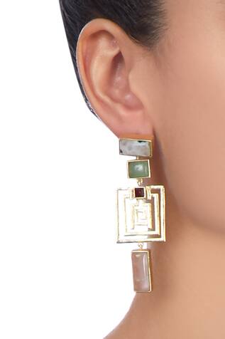 Masaya Jewellery Gold plated geometric shaped earrings