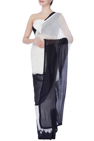 Bloni Black & white saree with blouse & under-skirt