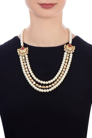 Posh by Rathore White faux pearl tiered necklace