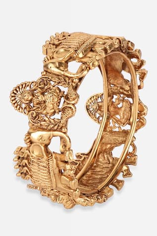 Lotus Sutra Carved Temple Bangle (Single Pc)