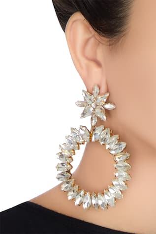Ae-Tee Gold plated swarovski crystal circular floral earrings