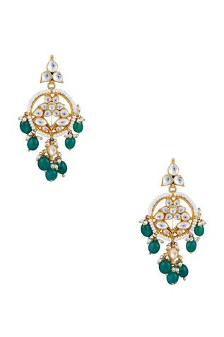 Kista Kundan & pearl dangling earrings
