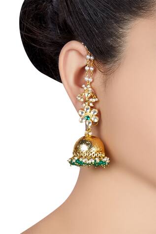 Kista Pearl & kundan jhumka earrings