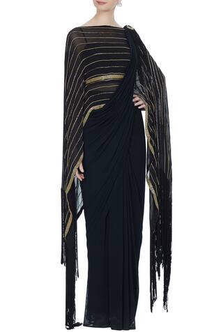 Pooja Rajpal Jaggi Black concept saree with attached pallu-drape & blouse