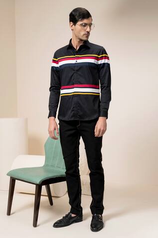 Abkasa Panelled Stripe Shirt