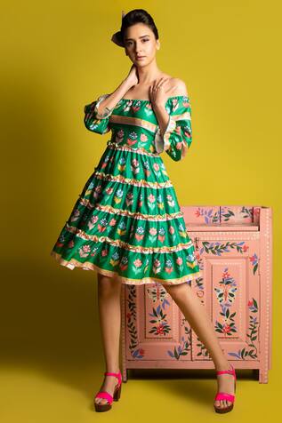 Urban Pataka Printed Off Shoulder Dress
