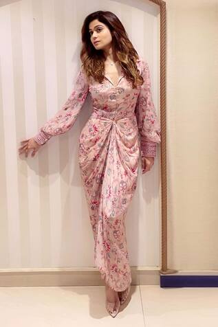 Chhavvi Aggarwal Floral Print Draped Dress