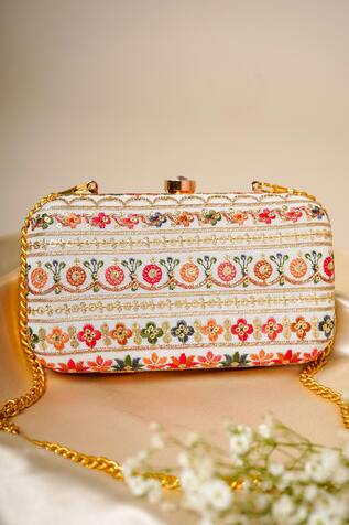 Sashe House Cotton Embroidered Clutch With Sling